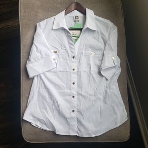 NWT Anne Klein White Business Blouse size PL